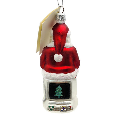 Patricia Breen Cyberspace Santa Sitting Red Silver Mouse Christmas Ornament 9711