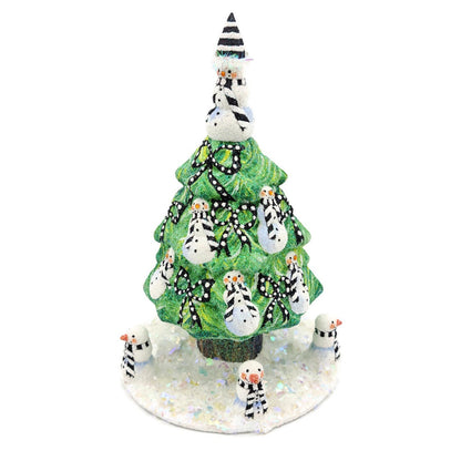 Patricia Breen Snowman Topiary Black White Free Standing Christmas Ornament
