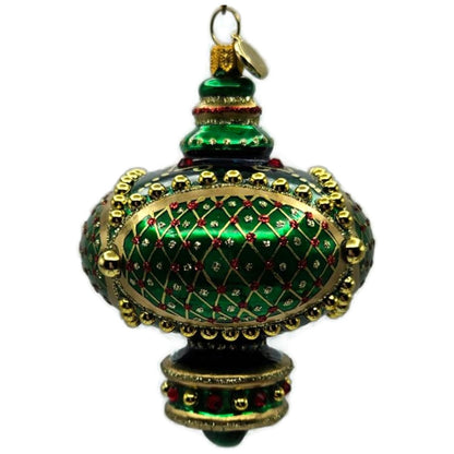 Glitter Lab Jeweled Green Gold Christmas Tree Ornament Onion Dome Drop