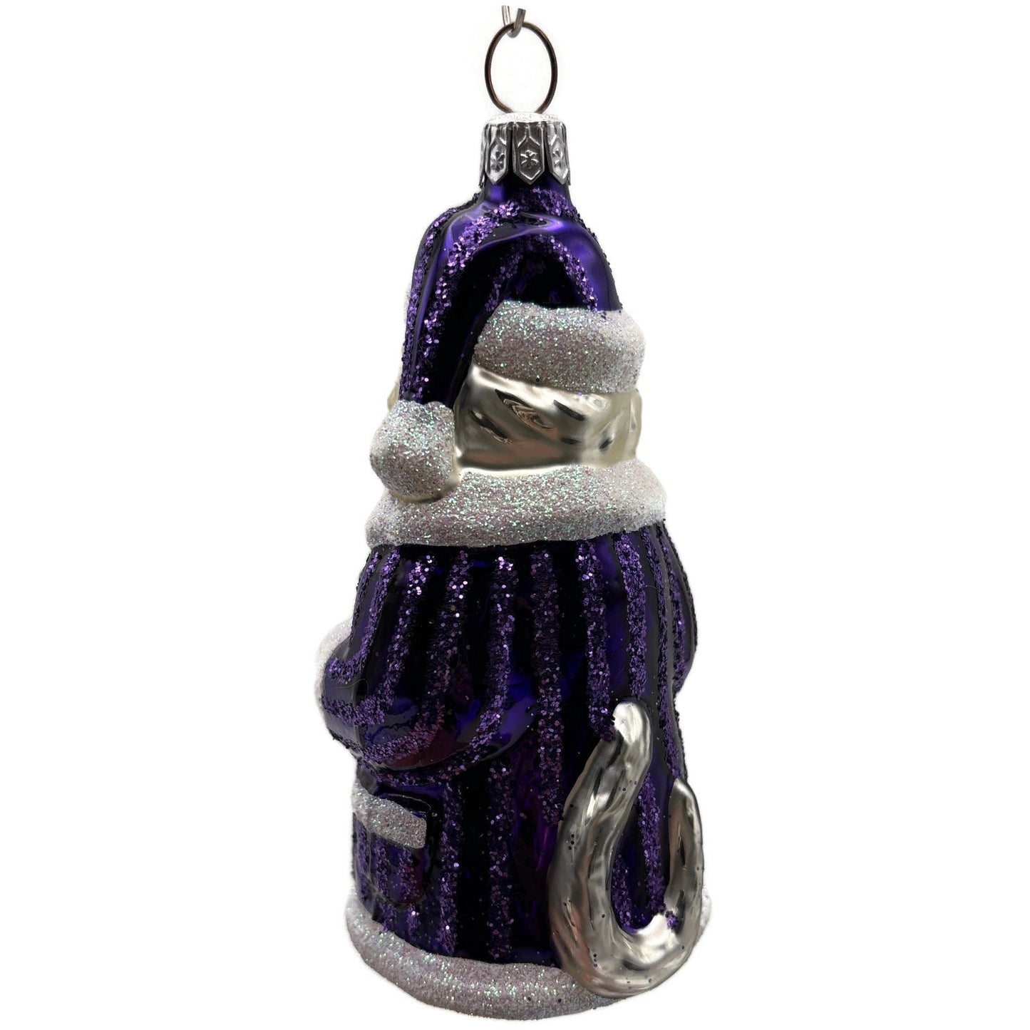 Patricia Breen Kitty Claus Purple Stripes Cat Christmas Tree Ornament CATZ