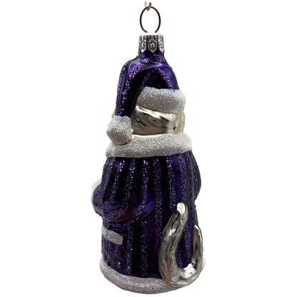 Patricia Breen Kitty Claus Purple Stripes Cat Christmas Tree Ornament CATZ