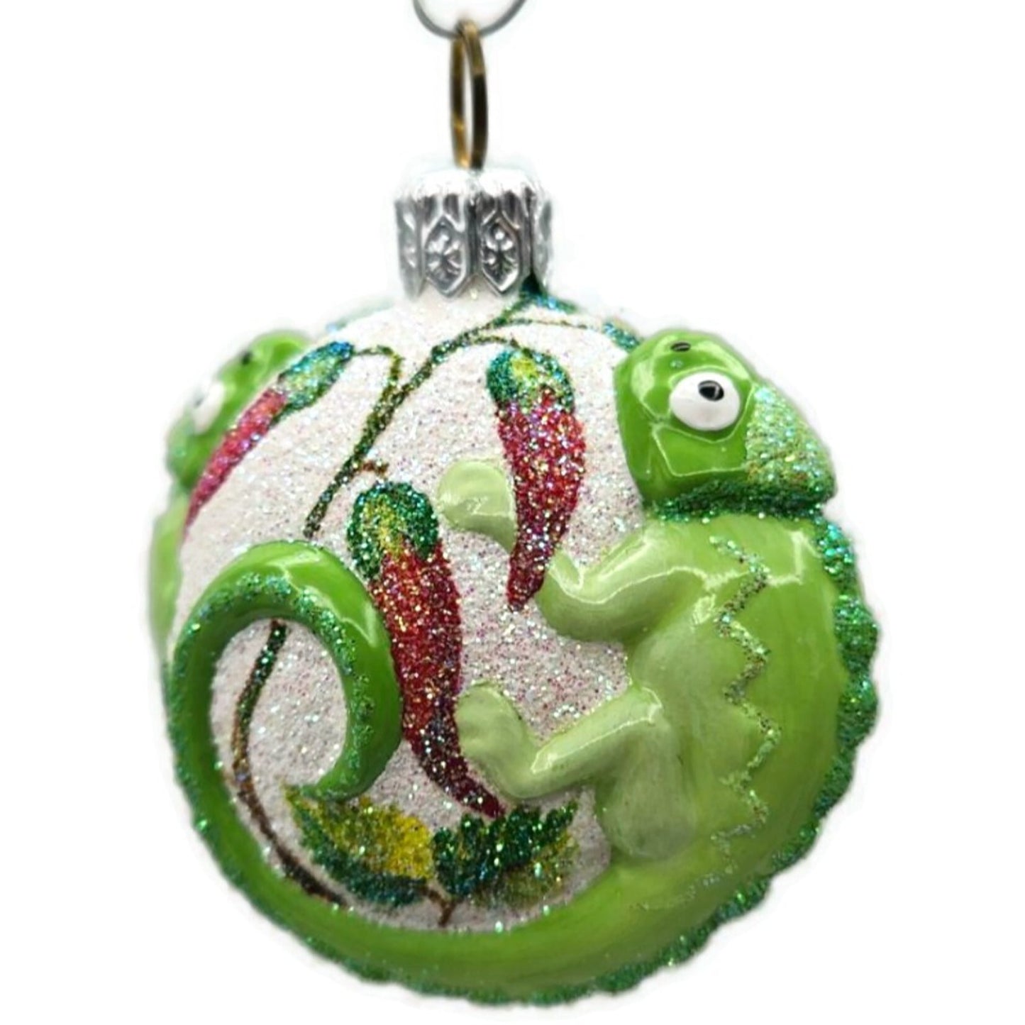 Patricia Breen For James Twice Chili Peppers Chameleon Green Christmas Ornament