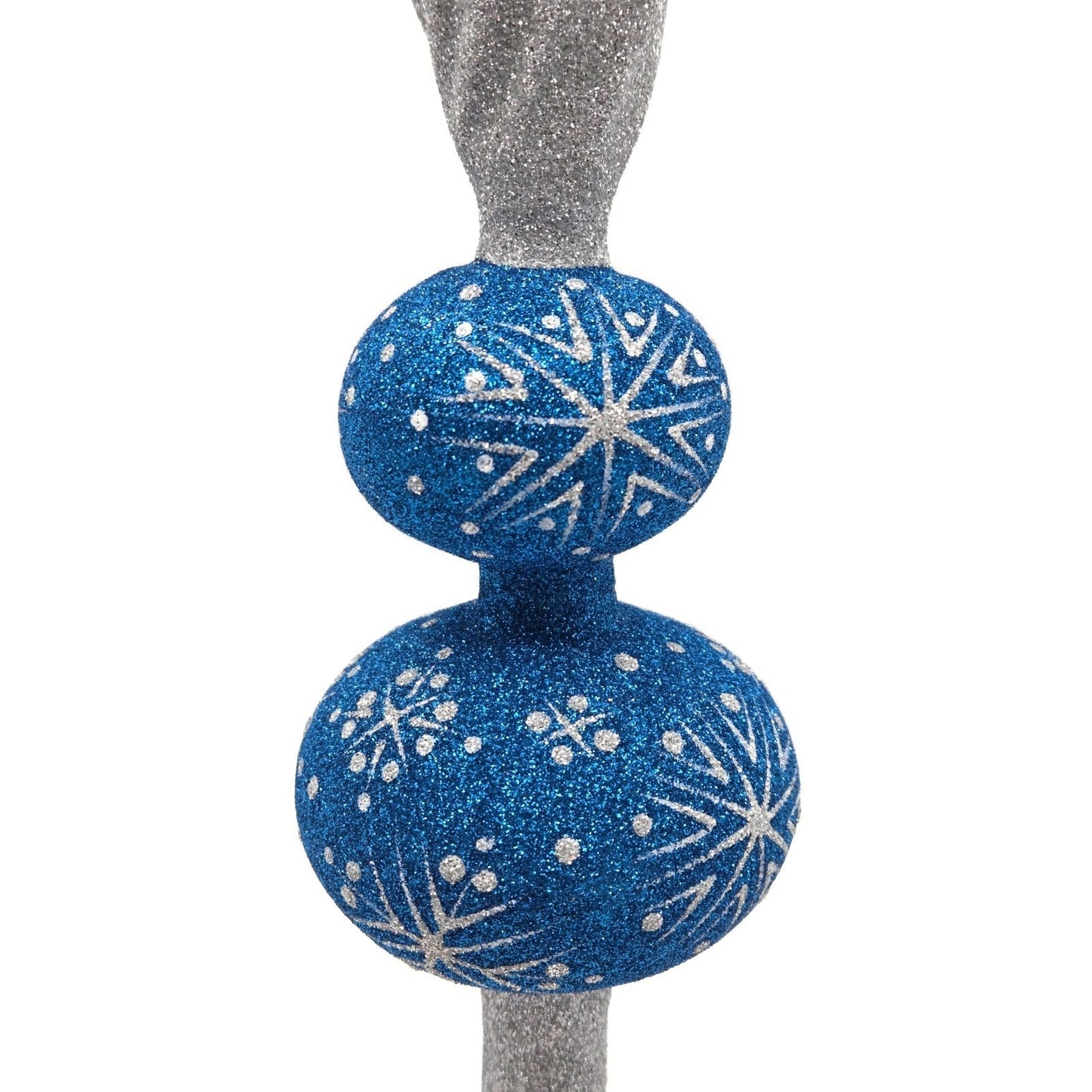 Patricia Breen Miniature Blizzard Finial Blue Silver Snow Christmas Tree Topper