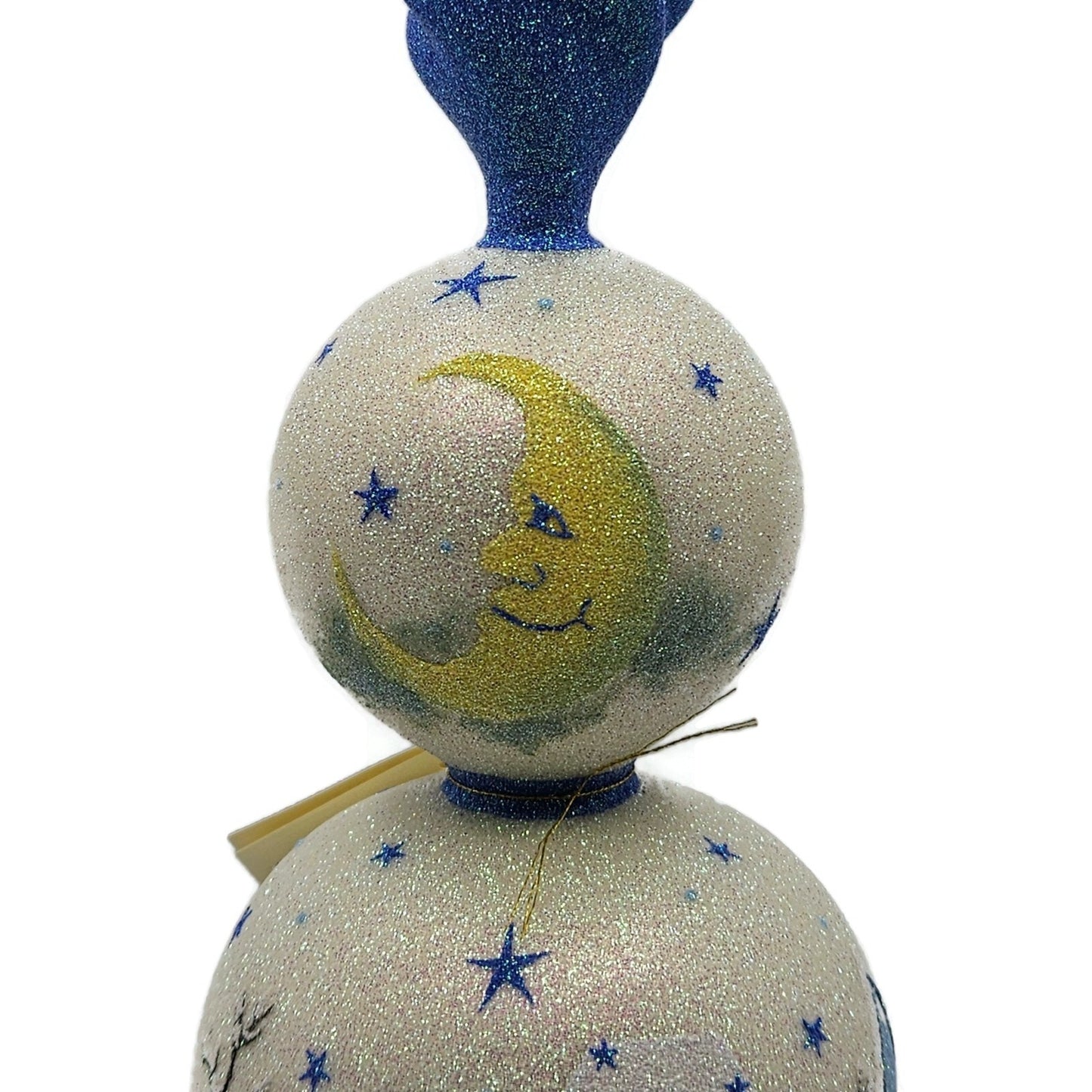 Patricia Breen Village Finial Blue Flame Prototype Moon Glittered Tree Topper