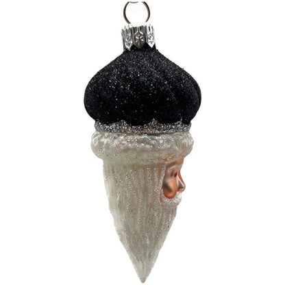 Patricia Breen Miniature Minsk Santa Head Black Christmas Tree Ornament CATZ