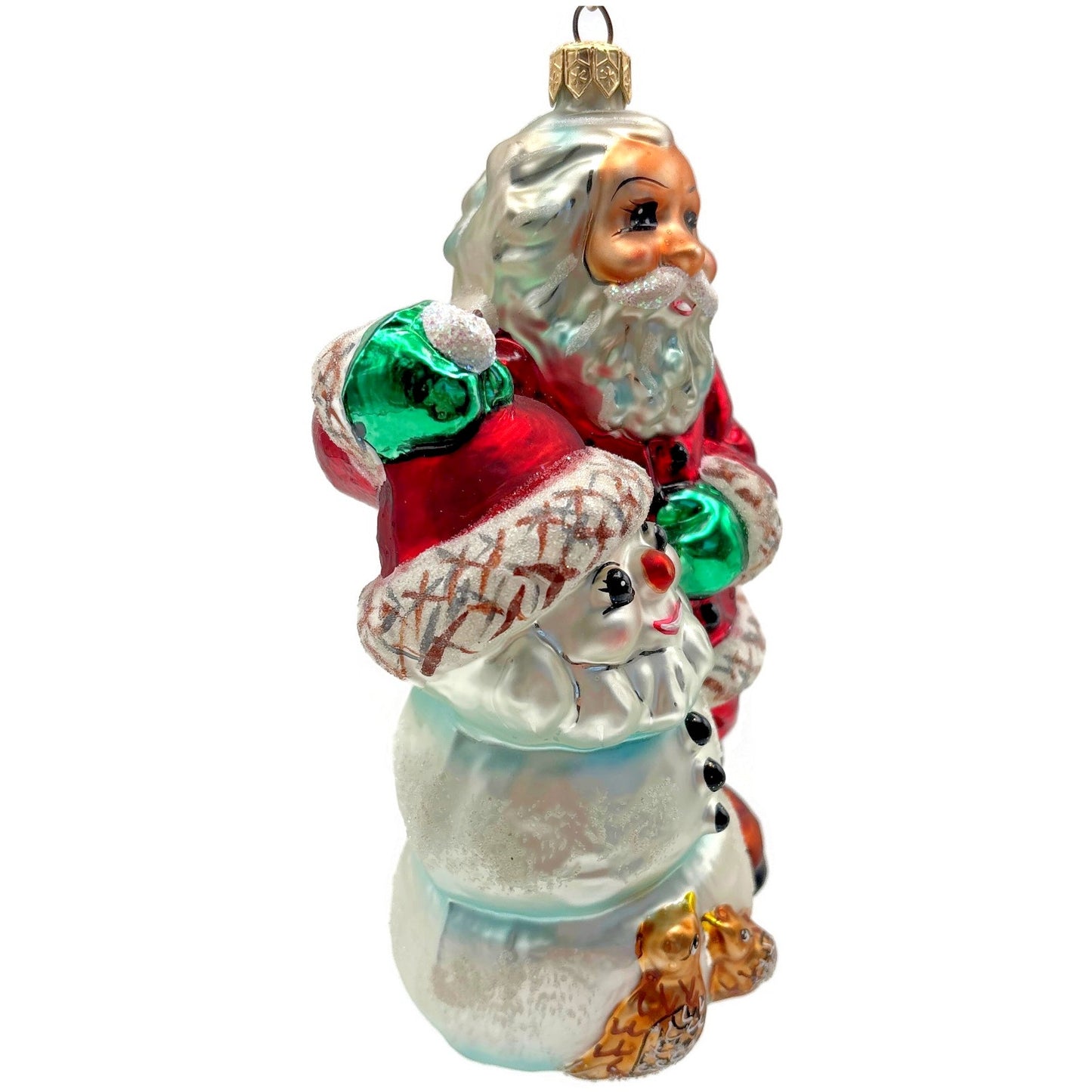Christopher Radko Frosty Santa Claus Snowman Glass Christmas Ornament 98-317-0