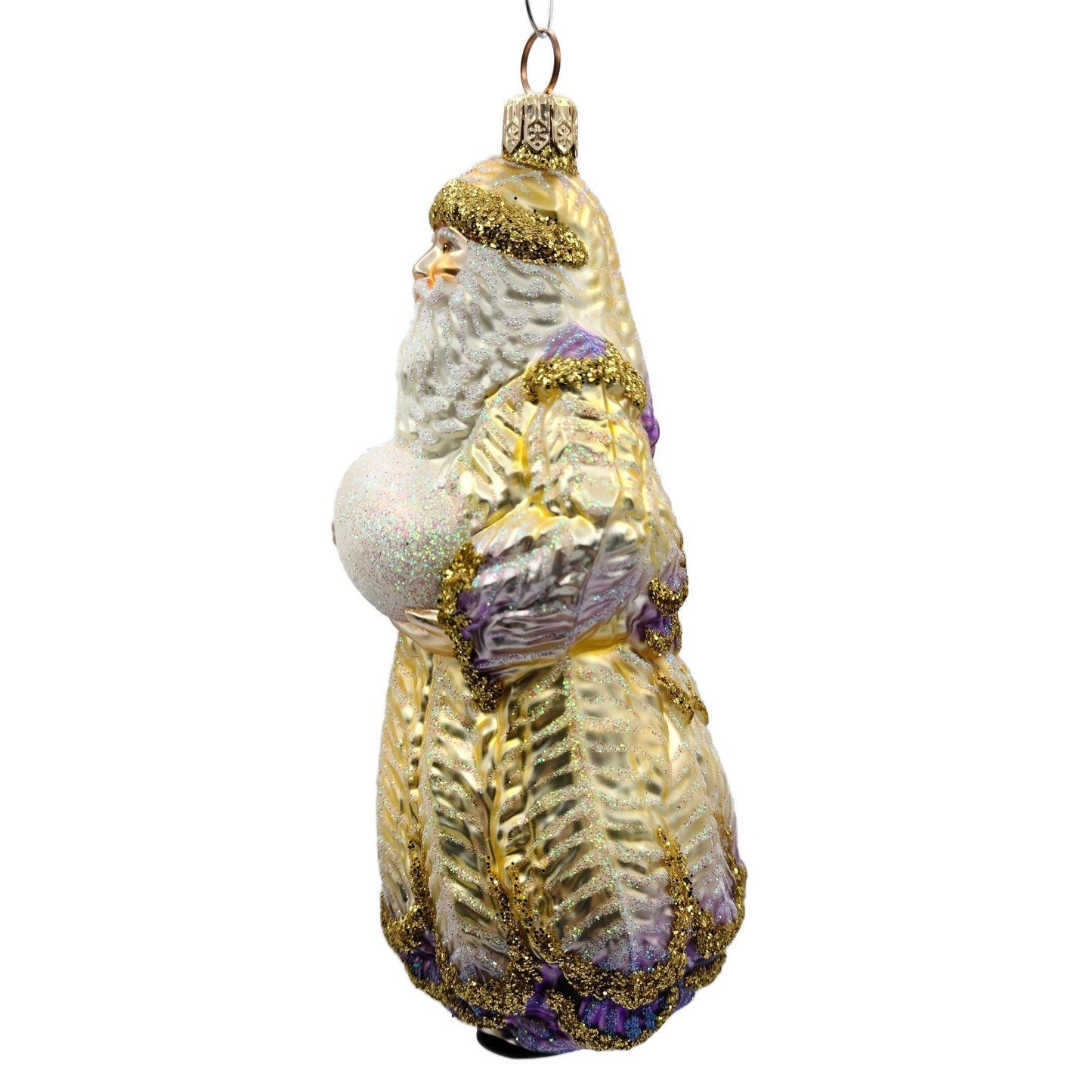 Patricia Breen Plumed Santa Claus Lavender Christmas Holiday Tree Ornament