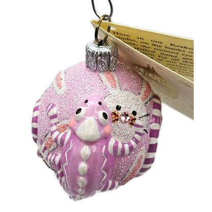 Patricia Breen James Twice Bunnies Chameleon Pink Easter Christmas Tree Ornament