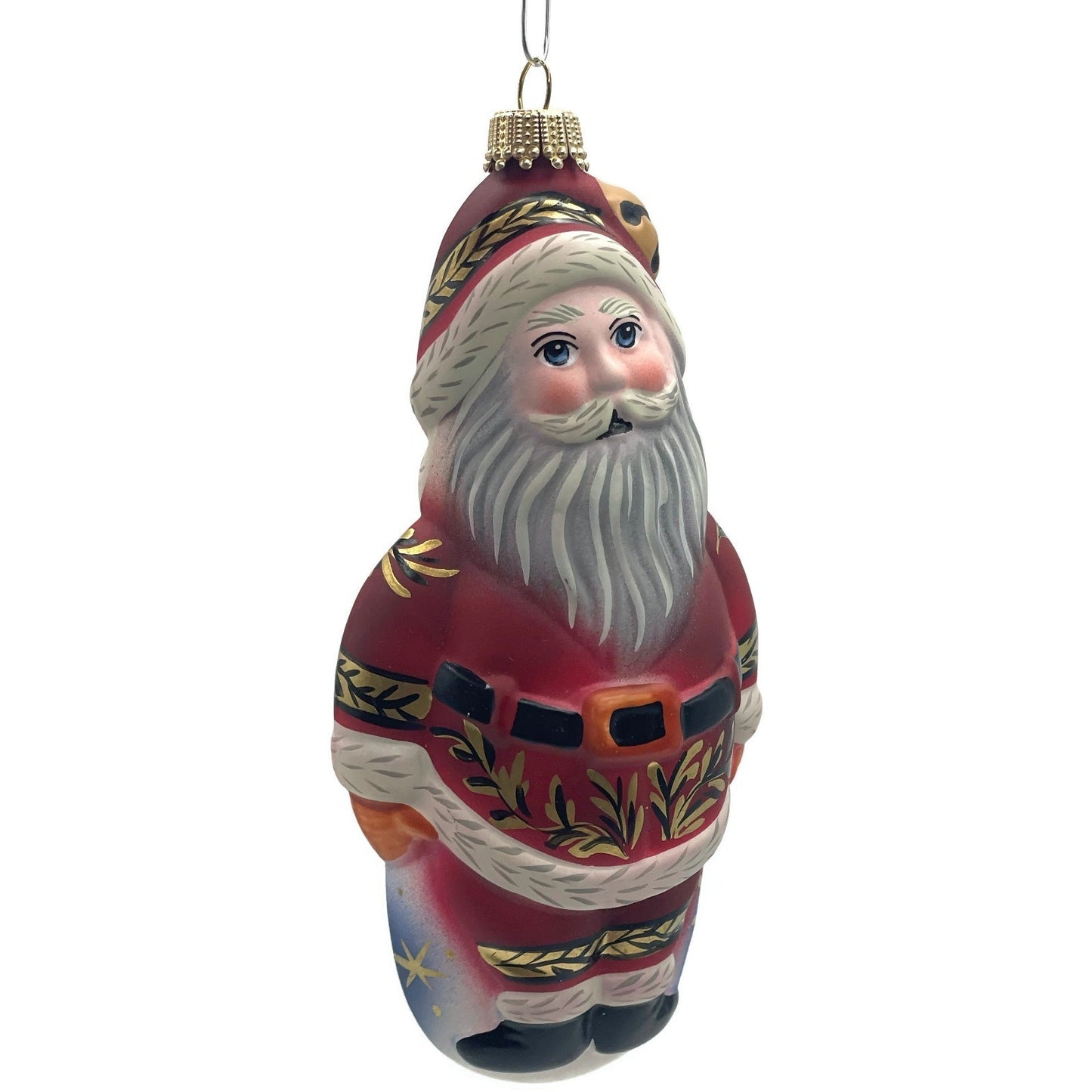 Vaillancourt Santa with Bell Red Coat Folk Art Chalk Christmas Tree Ornament