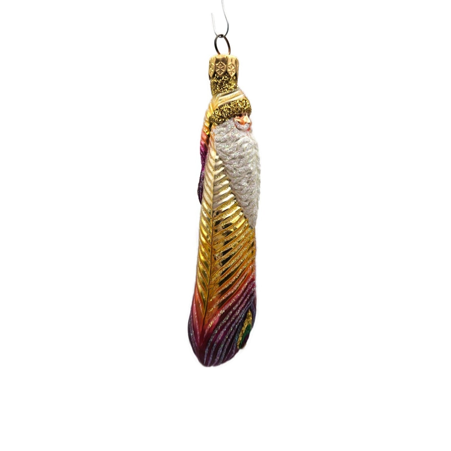 Patricia Breen Peacock Icicle Fuchsia Gold Santa Claus Christmas Tree Ornament