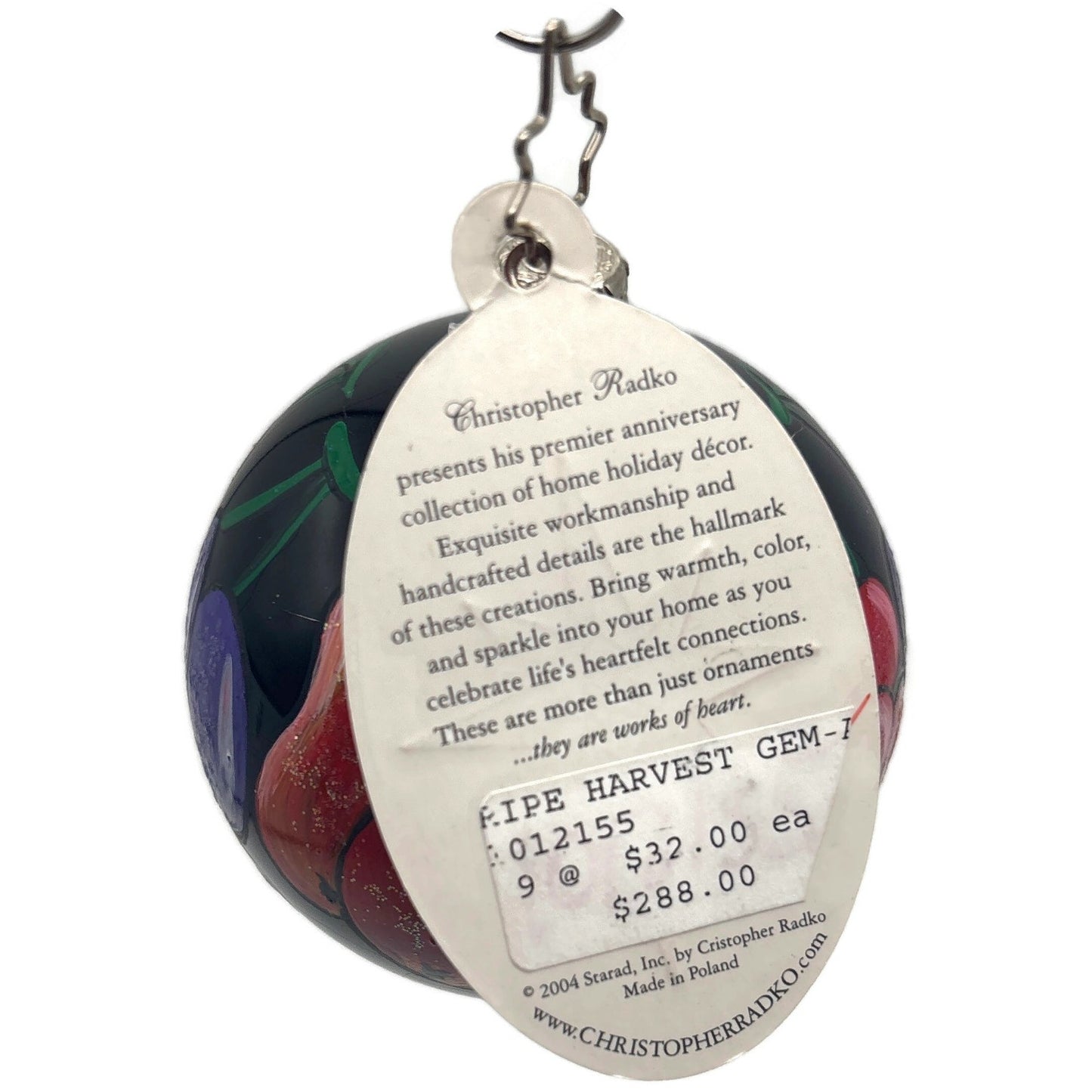 Christopher Radko Ripe Harvest Gem Fruit Christmas Tree Ball Ornament 1012155