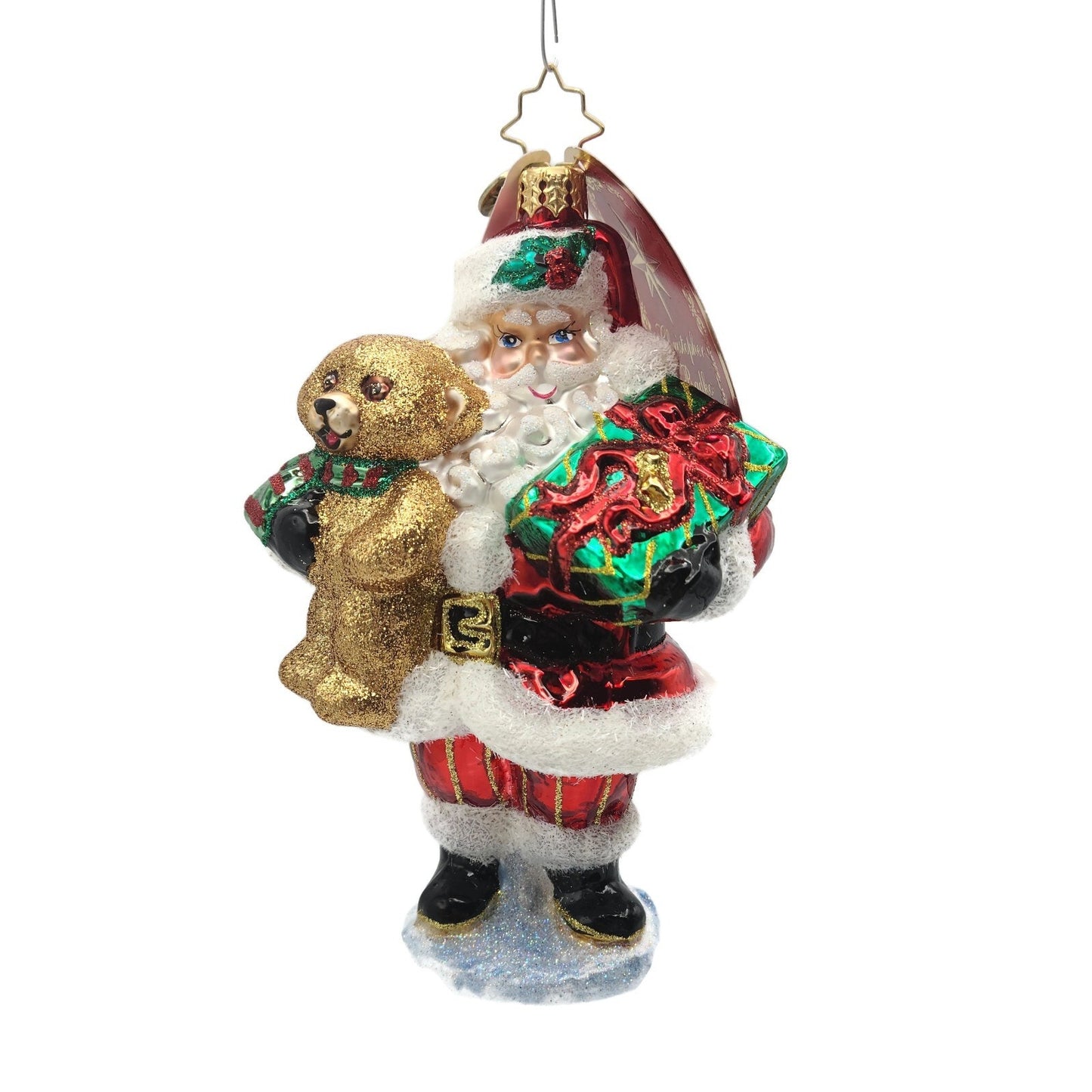 Christopher Radko The Gift of Teddy 1020617 Santa Claus Christmas Tree Ornament