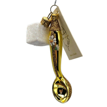 Patricia Breen One Lump or Two Gold Sugar Spoon Christmas Holiday Ornament OOAK