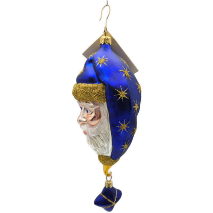 Patricia Breen Goodnight Santa Blue Glittered Stars Christmas Tree Ornament