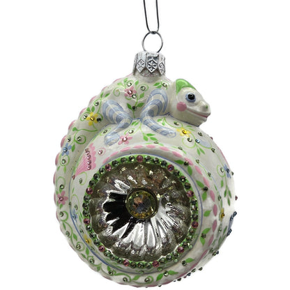 Patricia Breen Happy Holidays Hamish Chameleon Floral Reflector Ornament 3163