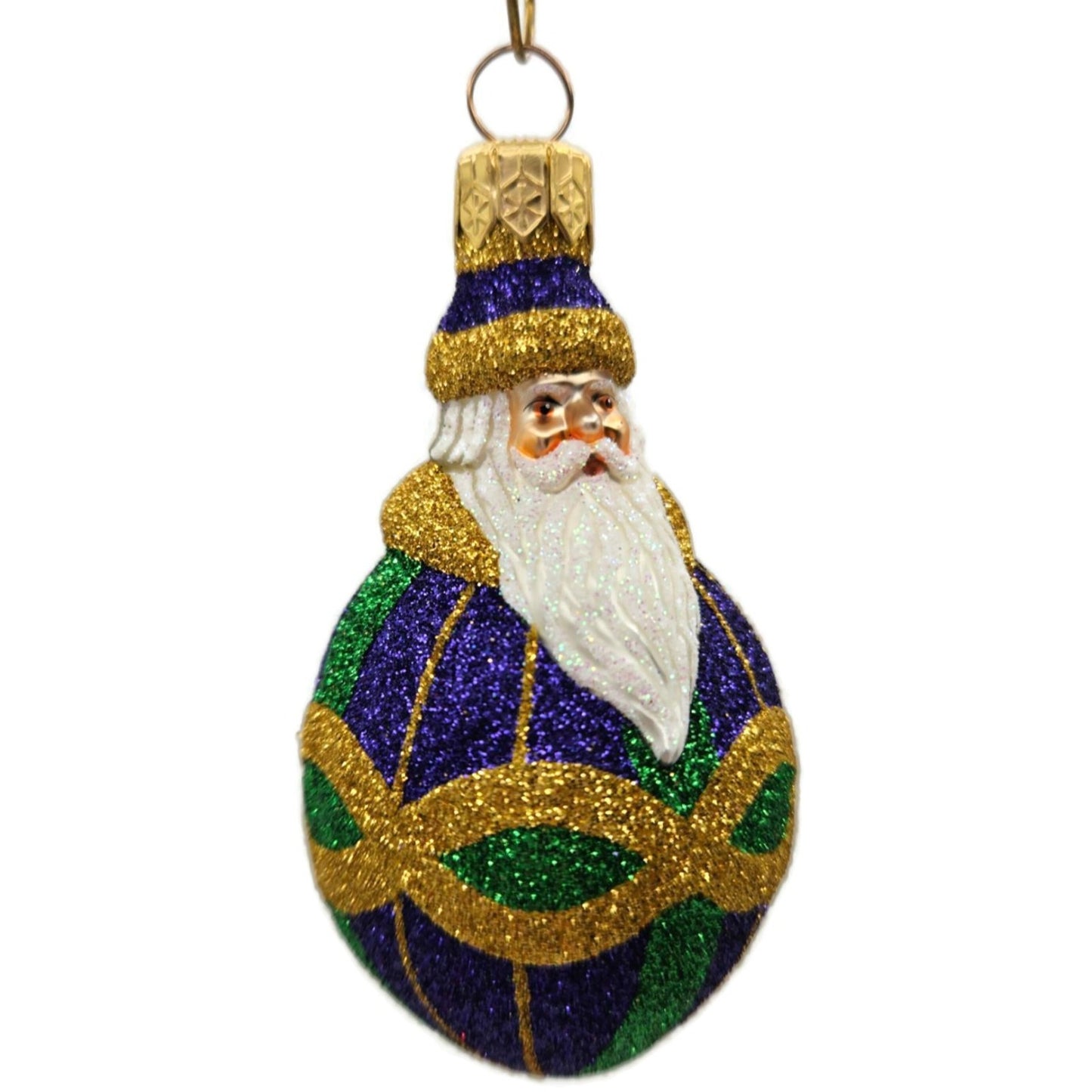 Patricia Breen Miniature Faberge Santa Claus Plaid Purple Christmas Ornament