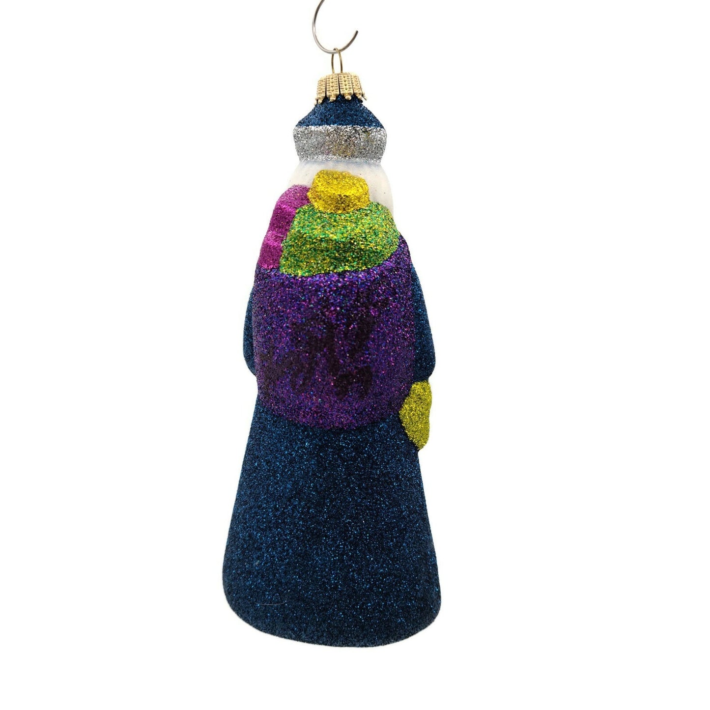 Larry Fraga Sapphire Santa Glitter Series Glittered Christmas Holiday Ornament
