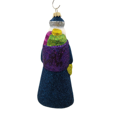 Larry Fraga Sapphire Santa Glitter Series Glittered Christmas Holiday Ornament