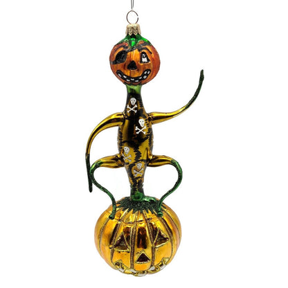 Slavic Treasures Jack on Jack Pumpkin Gold Skull Halloween Ornament D-20M-08