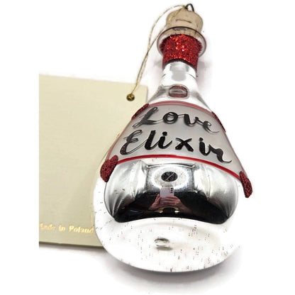 Patricia Breen Love Elixir Glittered Heart Bottle Valentines Christmas Ornament