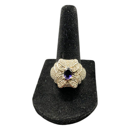 925 Sterling Silver Prong Set Tanzanite Gemstone Ring Made in Thailand Size 8