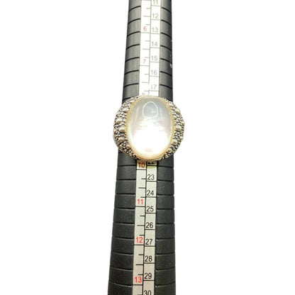 Michael Dawkins Ring 925 Sterling Silver Starry Night Mother of Pearl Dome Sz 9