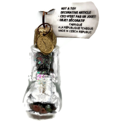 Department 56 Silver Glass Baby Shoe Boot Christmas Tree Ornament