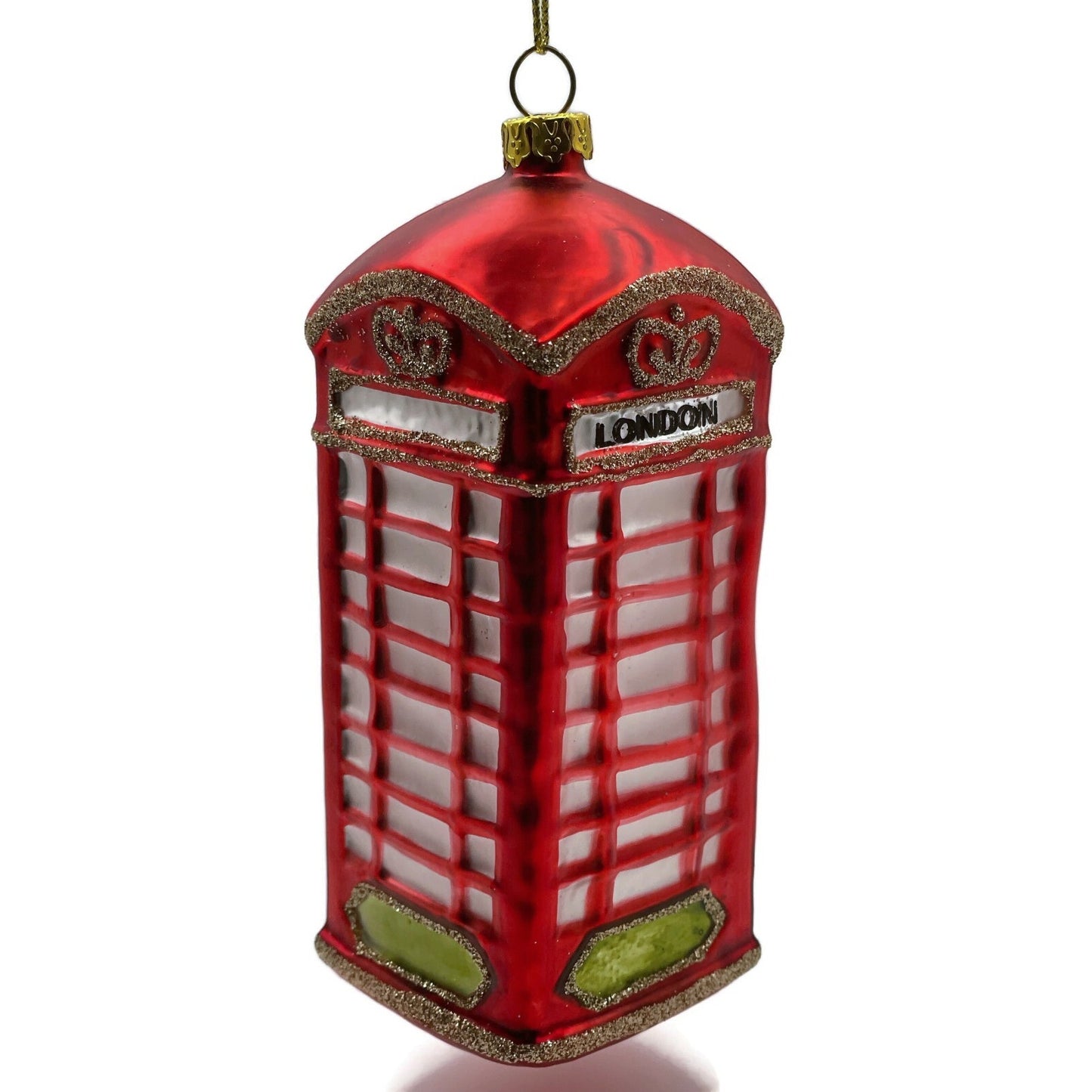 London Phone Booth Ornament Red Blown Glass Christmas Holiday Tree Decoration