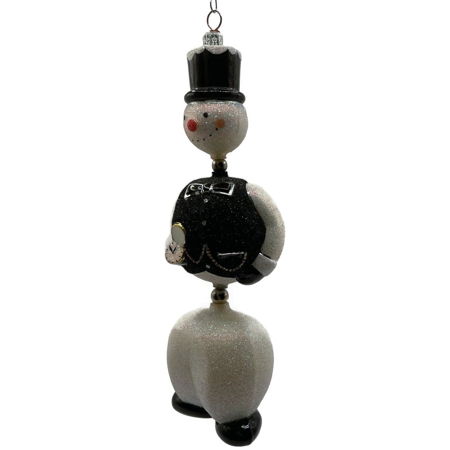 Patricia Breen Kinetic Snowman Black Hat Pearl Christmas Tree Ornament