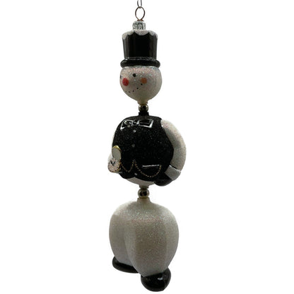 Patricia Breen Kinetic Snowman Black Hat Pearl Christmas Tree Ornament