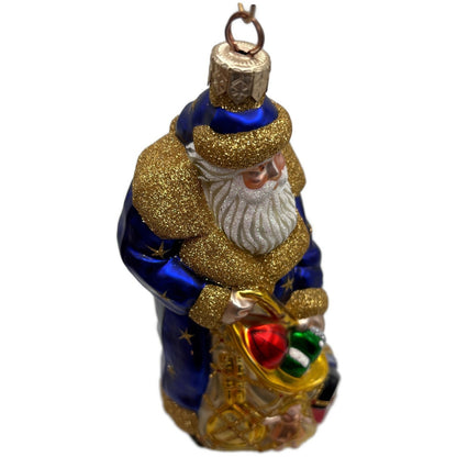 Patricia Breen Presents Blue Santa Claus Gifts Toys Stars Christmas Ornament