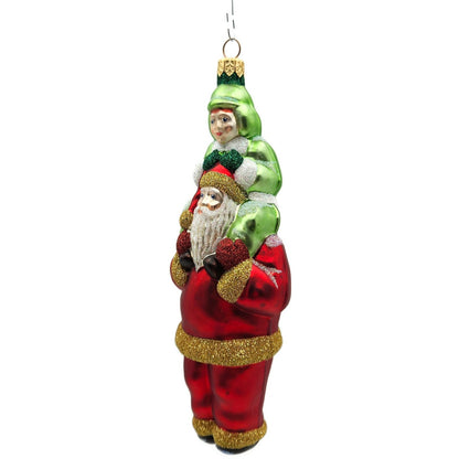 Patricia Breen Carry Me Santa Claus Red Green Christmas Holiday Tree Ornament