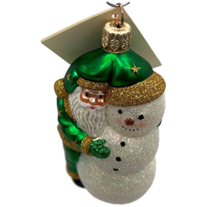 Patricia Breen Friends Green Gold Stars Santa Snowman Christmas Tree Ornament