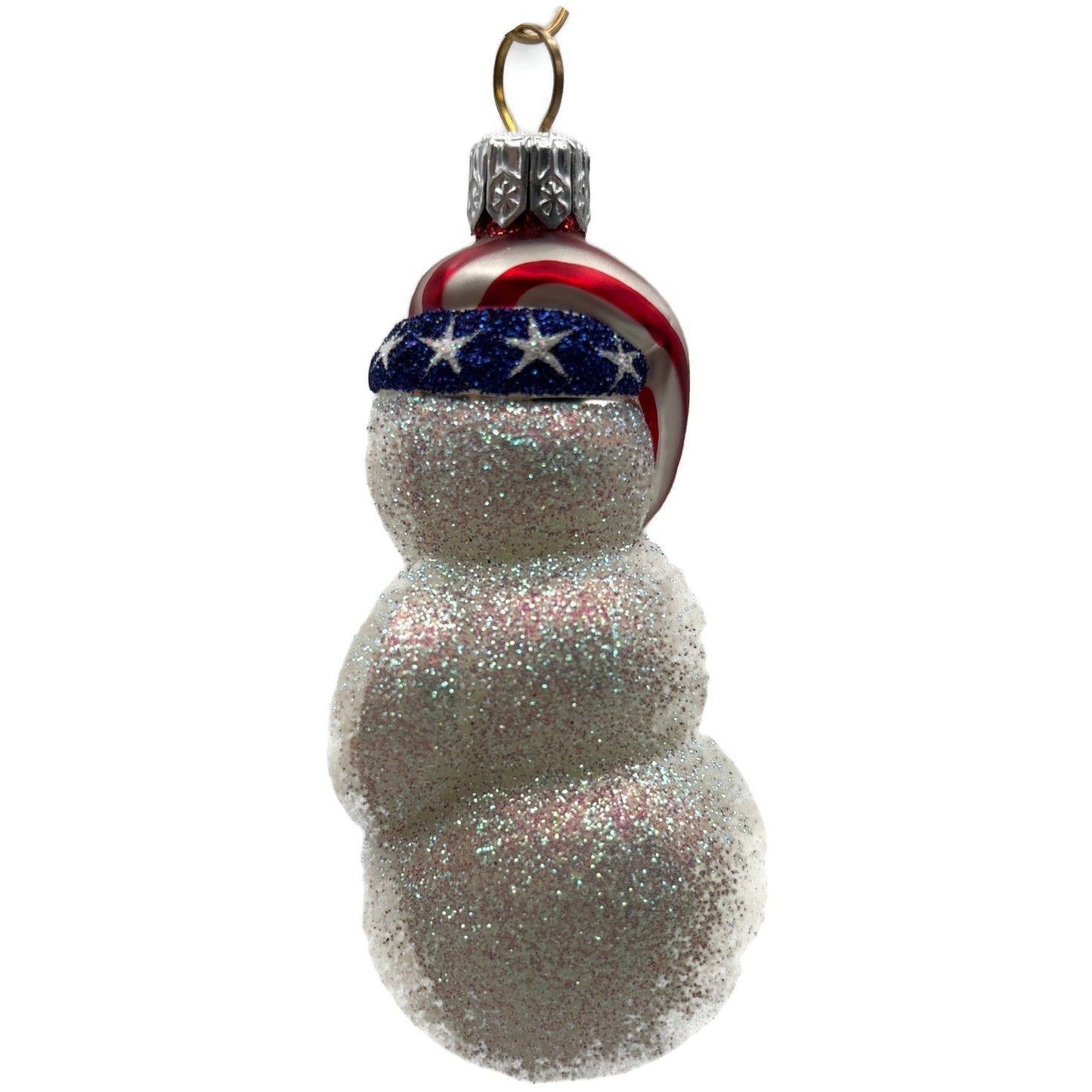 Patricia Breen Loving Snowman Patriotic Star Striped Christmas Tree Ornament