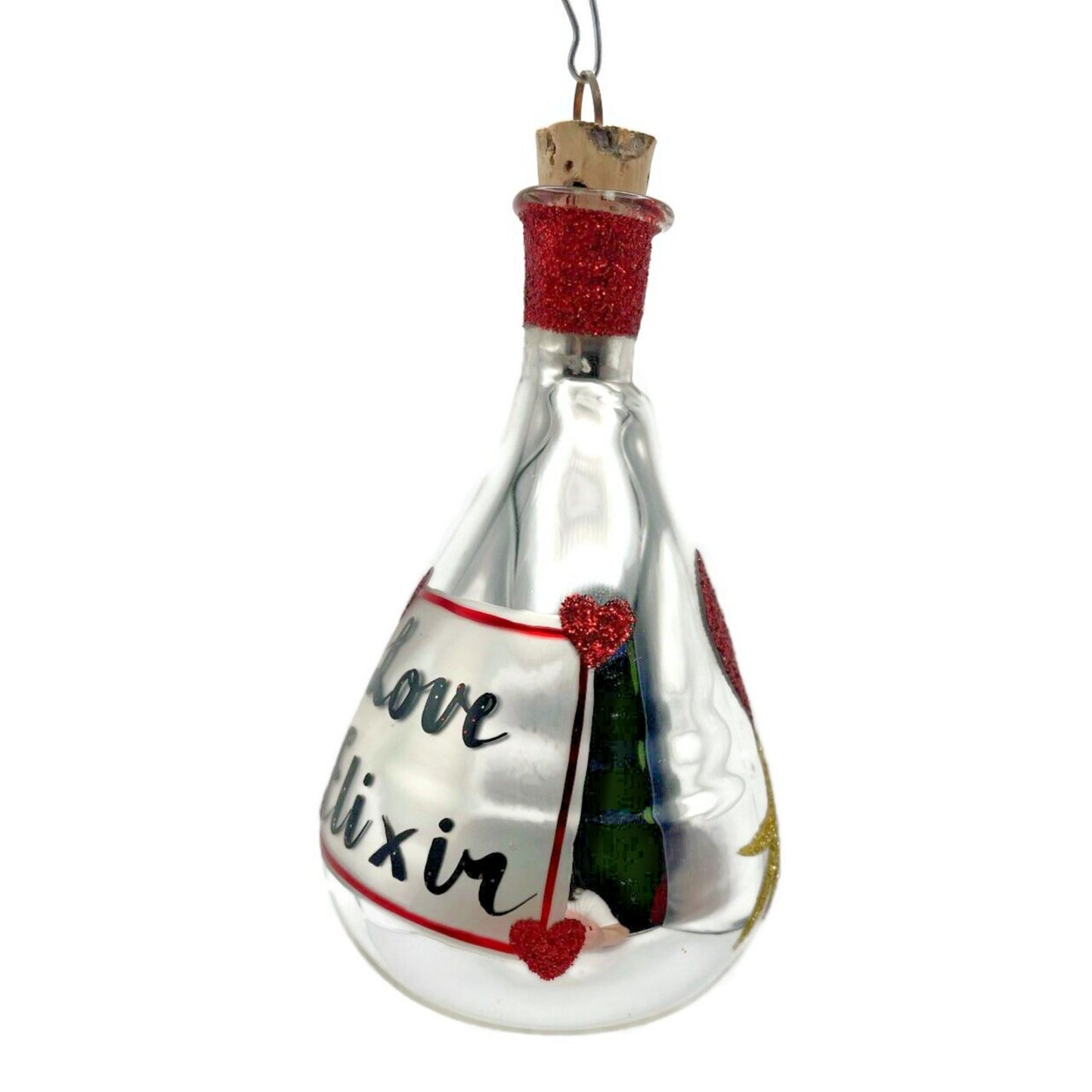 Patricia Breen Love Elixir Silver Heart Glass Valentines Christmas Ornament 9724