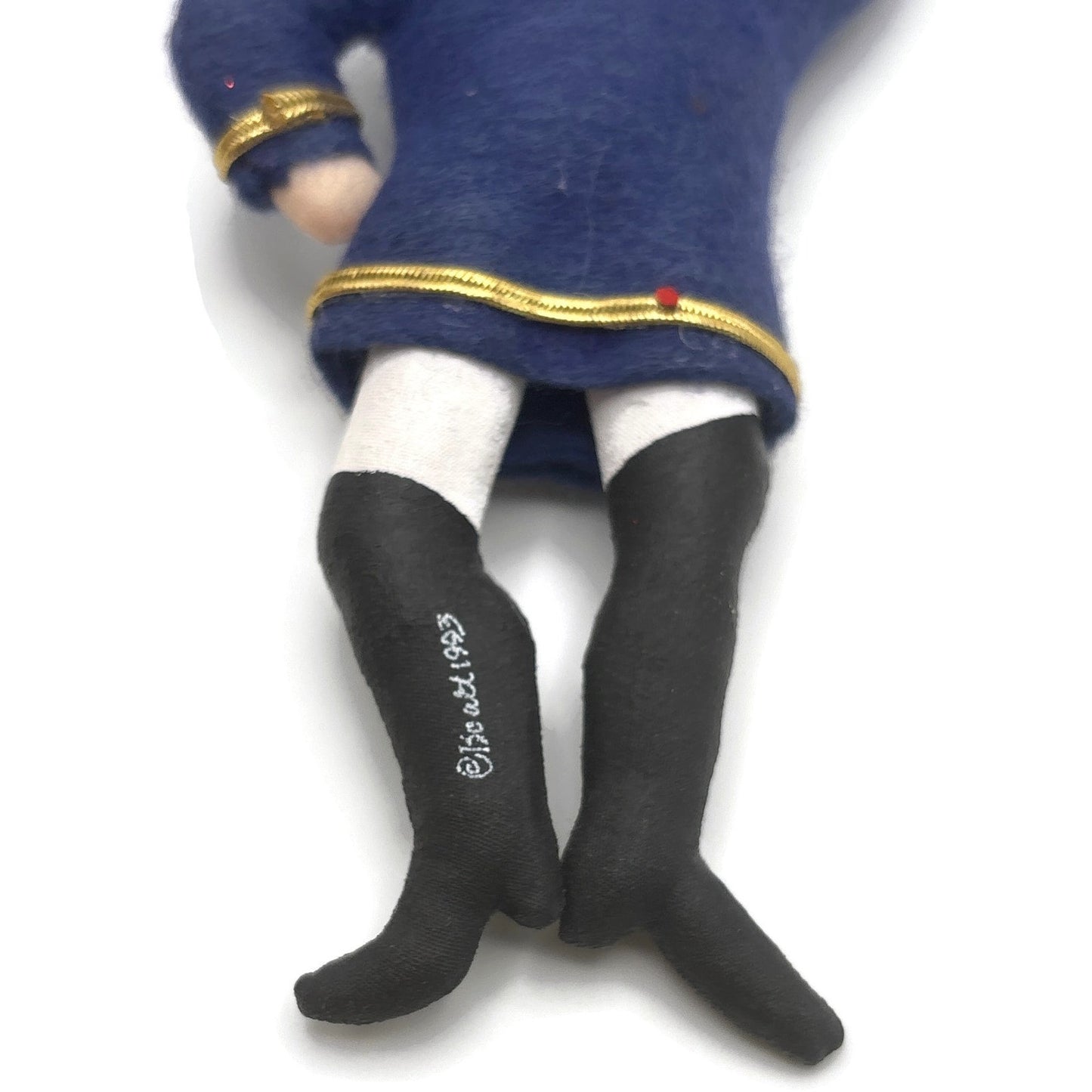 Gladys Boalt Circus Lion Tamer Whip Blue Fabric Christmas Tree Ornament Signed