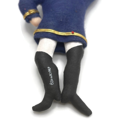 Gladys Boalt Circus Lion Tamer Whip Blue Fabric Christmas Tree Ornament Signed