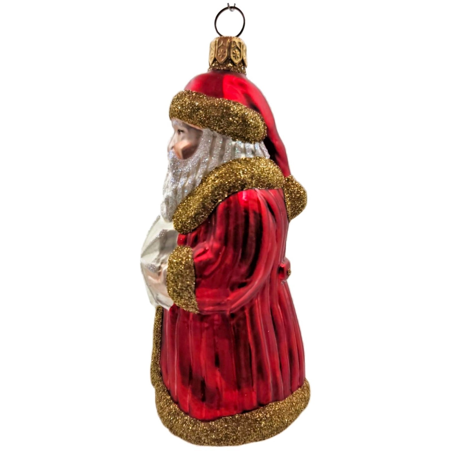 Patricia Breen Snowflake Santa Claus Red Gold Glittered Christmas Tree Ornament