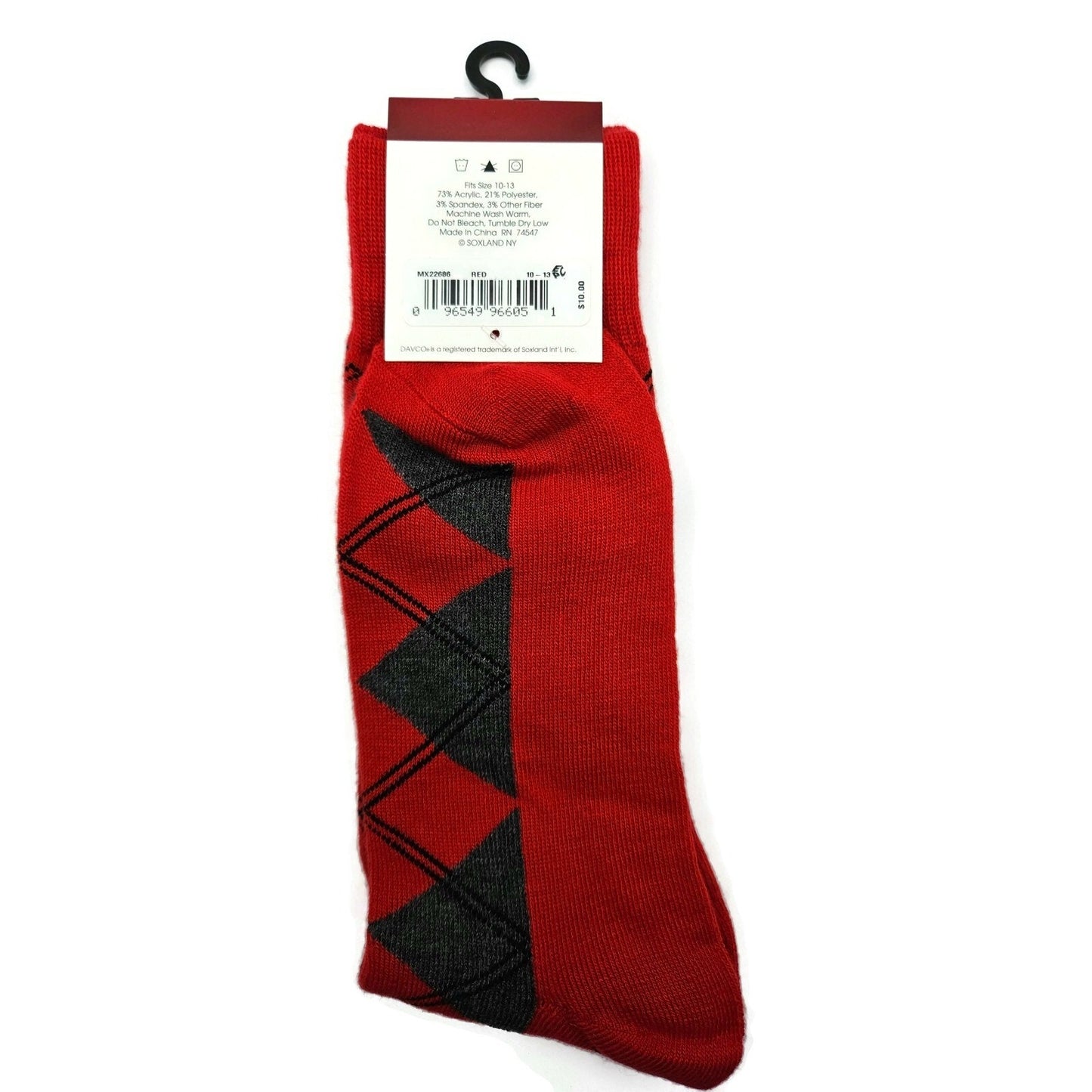 Davco Red Christmas Socks Snowman Argyle Pattern Holiday Stocking Stuffers