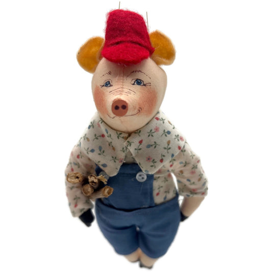 Gladys Boalt Stick Pig The 3 Little Pigs Handmade Christmas Ornament Signed