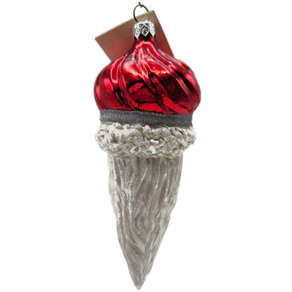 Patricia Breen Minsk Santa Red Shiny Santa Head Glass Christmas Ornament 9635