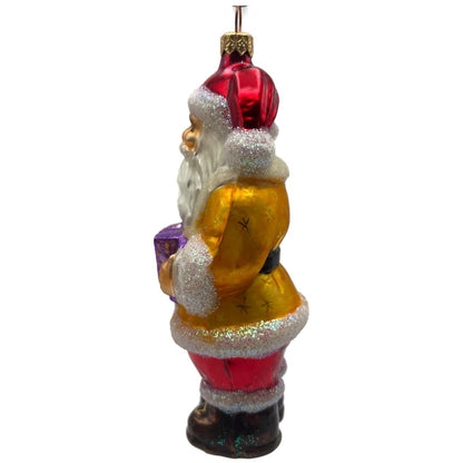 Christopher Radko Squeezebox Santa Yellow Christmas Tree Ornament 97-251-0