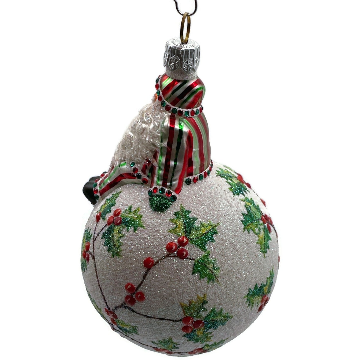 Patricia Breen Steadfast Santa Holly Red Striped Christmas Holiday Tree Ornament