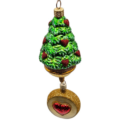 Patricia Breen Five Golden Rings Red Glittered Medallion Christmas Tree Ornament