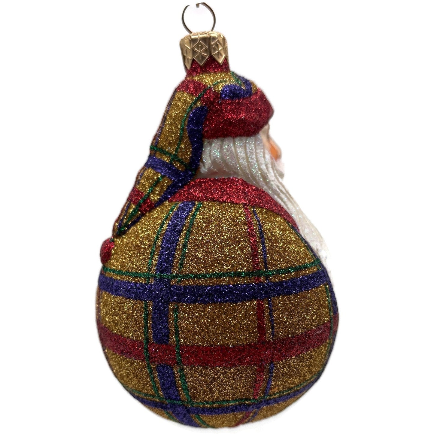 Patricia Breen Santa Du Monde Plaid Red Gold Christmas Tree Ornament CATZ