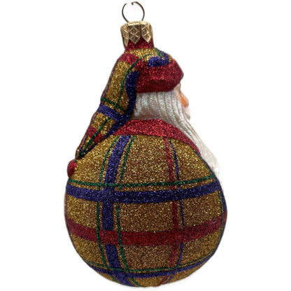Patricia Breen Santa Du Monde Plaid Red Gold Christmas Tree Ornament CATZ