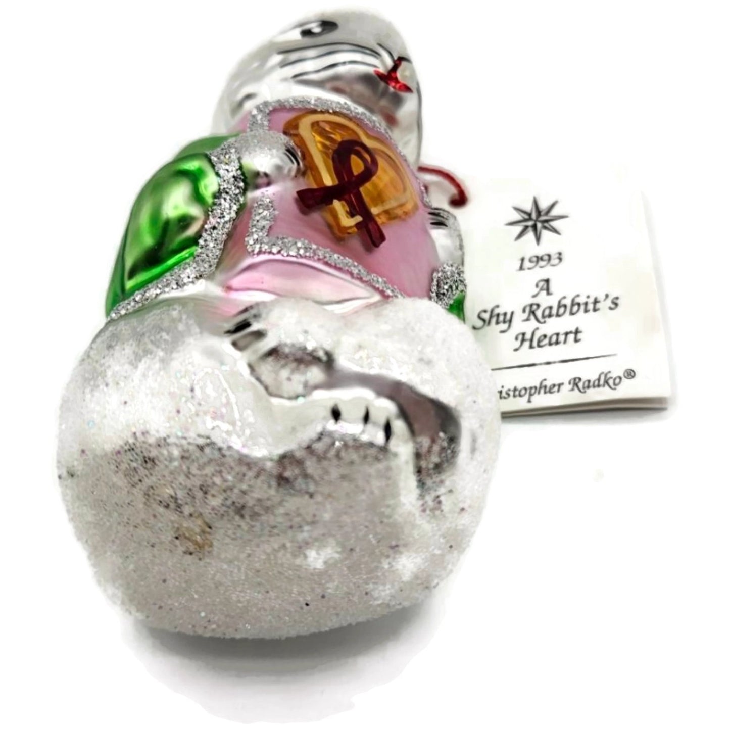 Christopher Radko A Shy Rabbits Heart AIDS Awareness Christmas Tree Ornament
