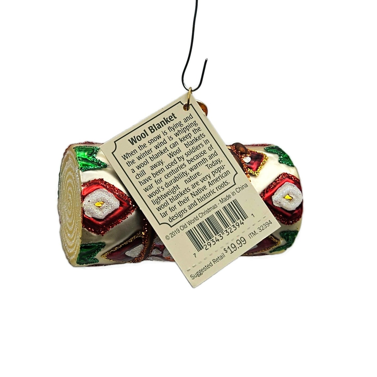 Old World Christmas Wool Blanket Native American Design Christmas Tree Ornament