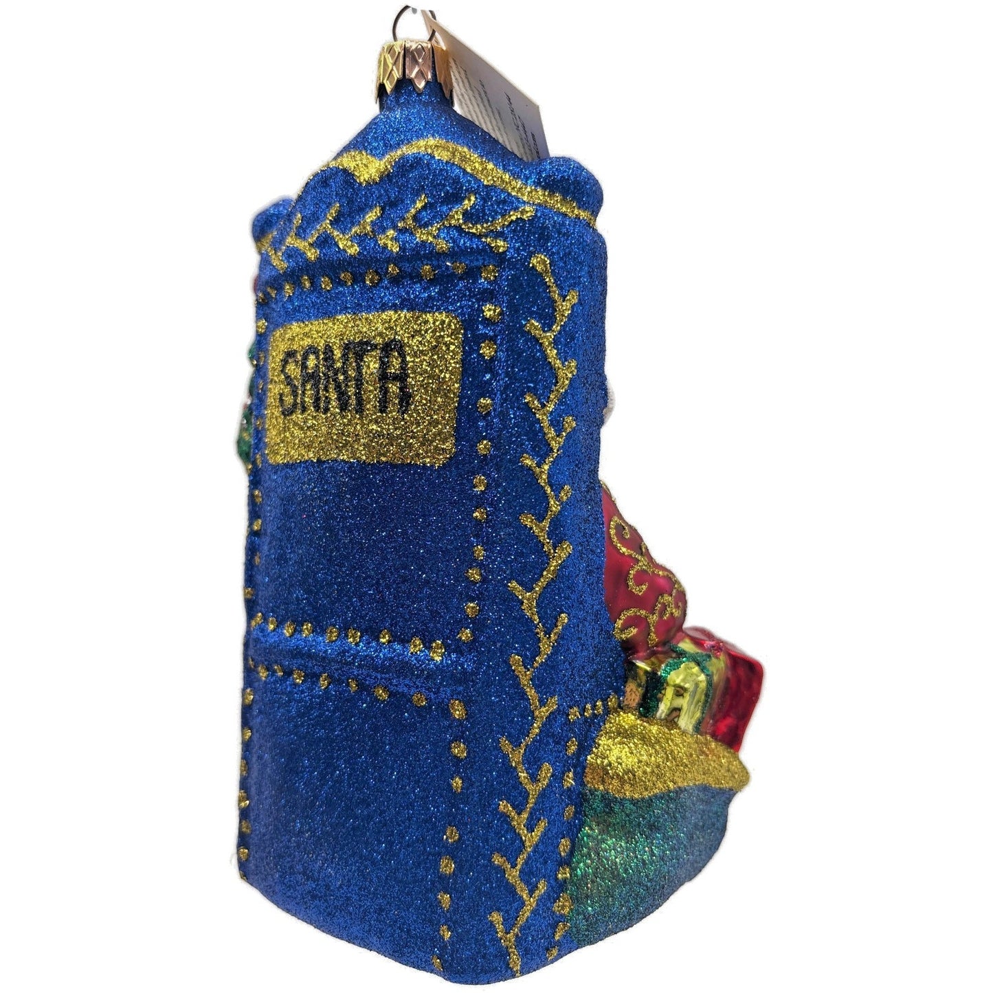 Larry Fraga I'm On The List Santa Claus Glitter Glass Christmas Tree Ornament