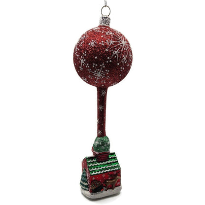 Patricia Breen Hes Here Red Santa Claus Snowflakes House Christmas Tree Ornament